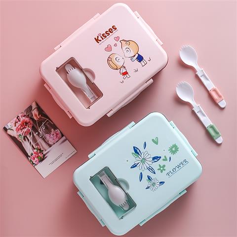 3 compartment plastic lunch box with cutlery reusable pp plastic bento box tiffin box