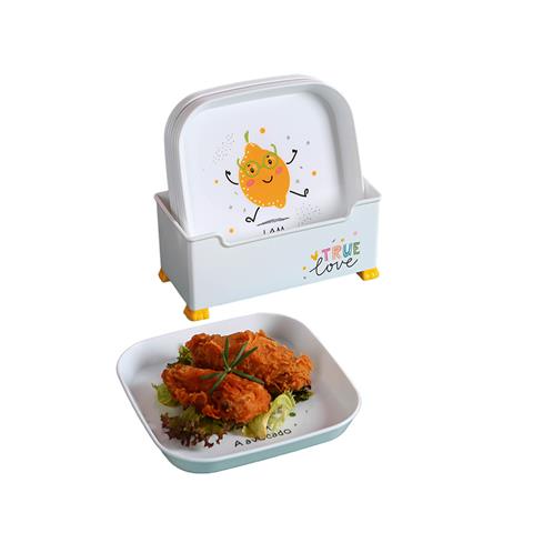 9 Pcs/set Customized Logo Restaurant Plastic PP Plates 6 Inch Square Dinner Plate Sets For Kids